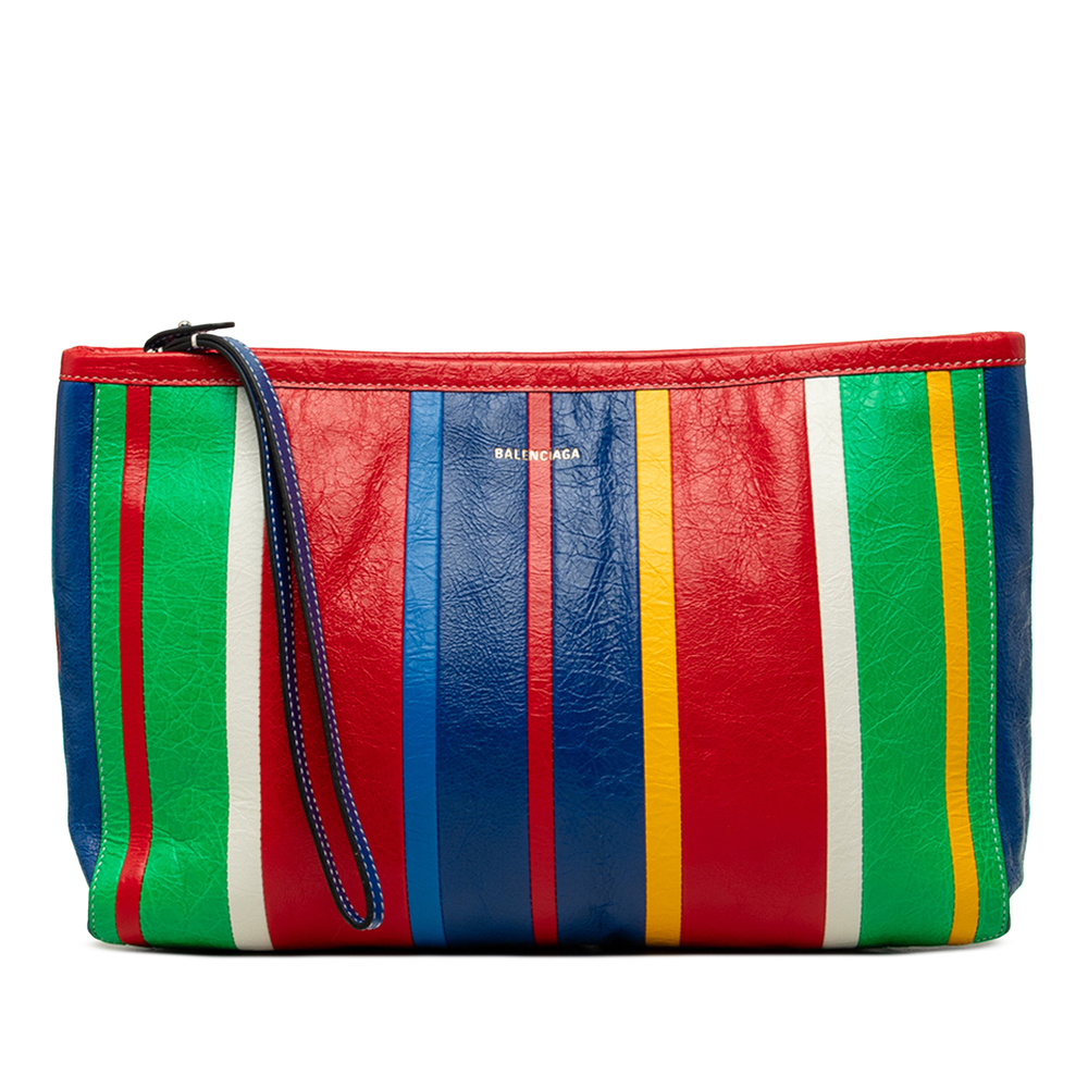Pre-Loved Balenciaga Large Lambskin Striped Barbes Z Pouch